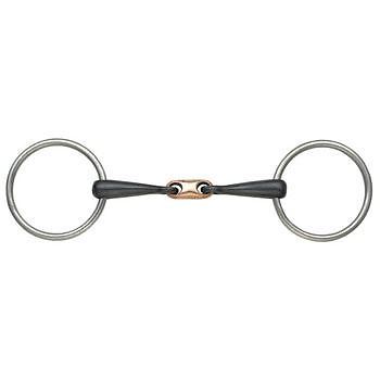 horse loose ring bits  in black iron and cooper mouth link 